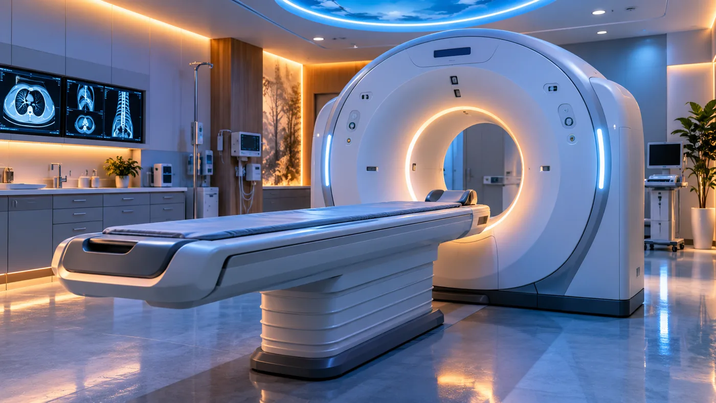A CT system in a prepared imaging suite