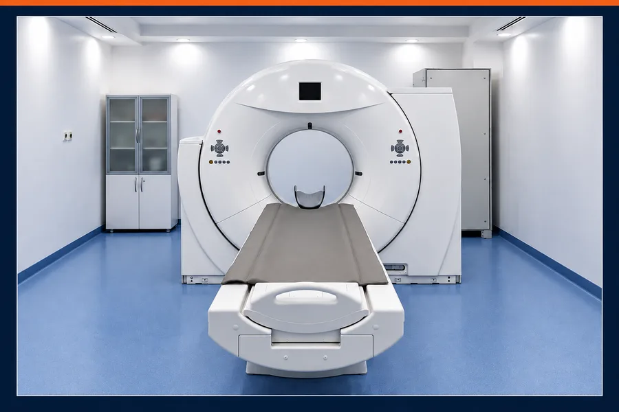 The installed Siemens SOMATOM Definition AS CT system in its imaging room