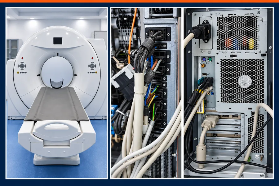 CT gantry and cabinet connections made during installation