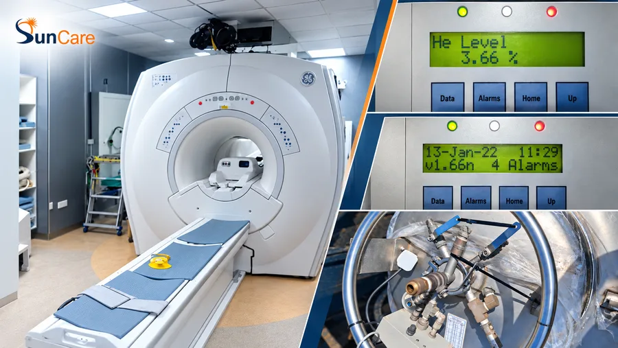 Helium level and alarm readings taken before the transfer