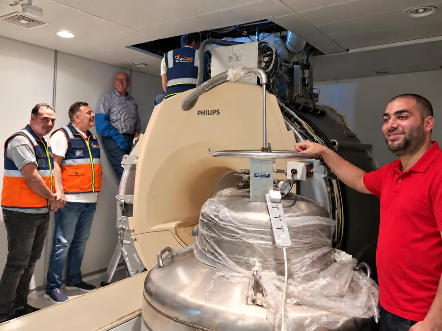 The Sun Care team working at the Philips magnet turret