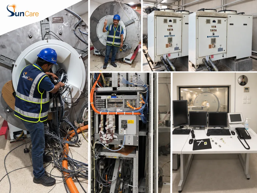 Field service work: magnet wiring, chiller units, cabinets and a set-up control desk
