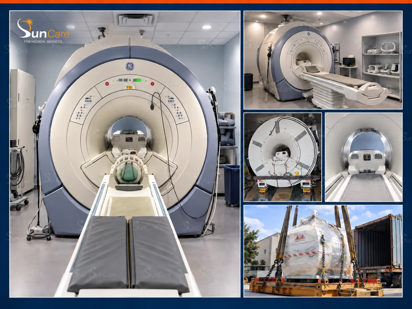 An MRI magnet wrapped, secured and loaded into a shipping container