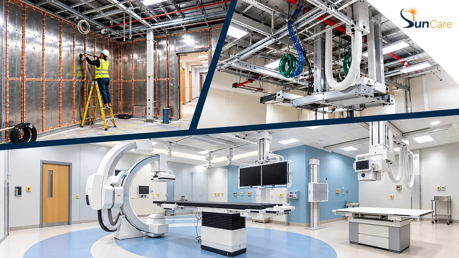 Setting out the shielded room, then the commissioned cath lab